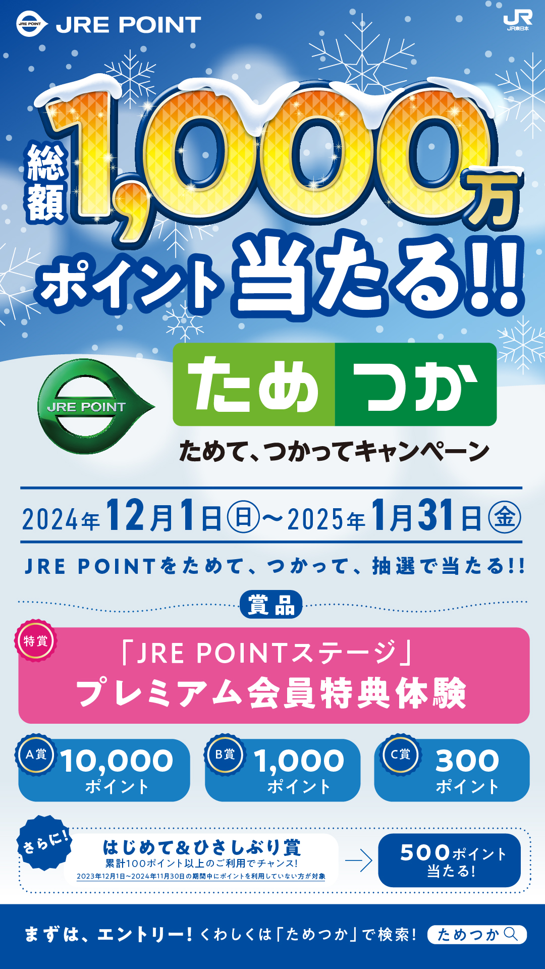 12/1㈰~1/31㈮JRE POINTためてつかってキャンペーン！